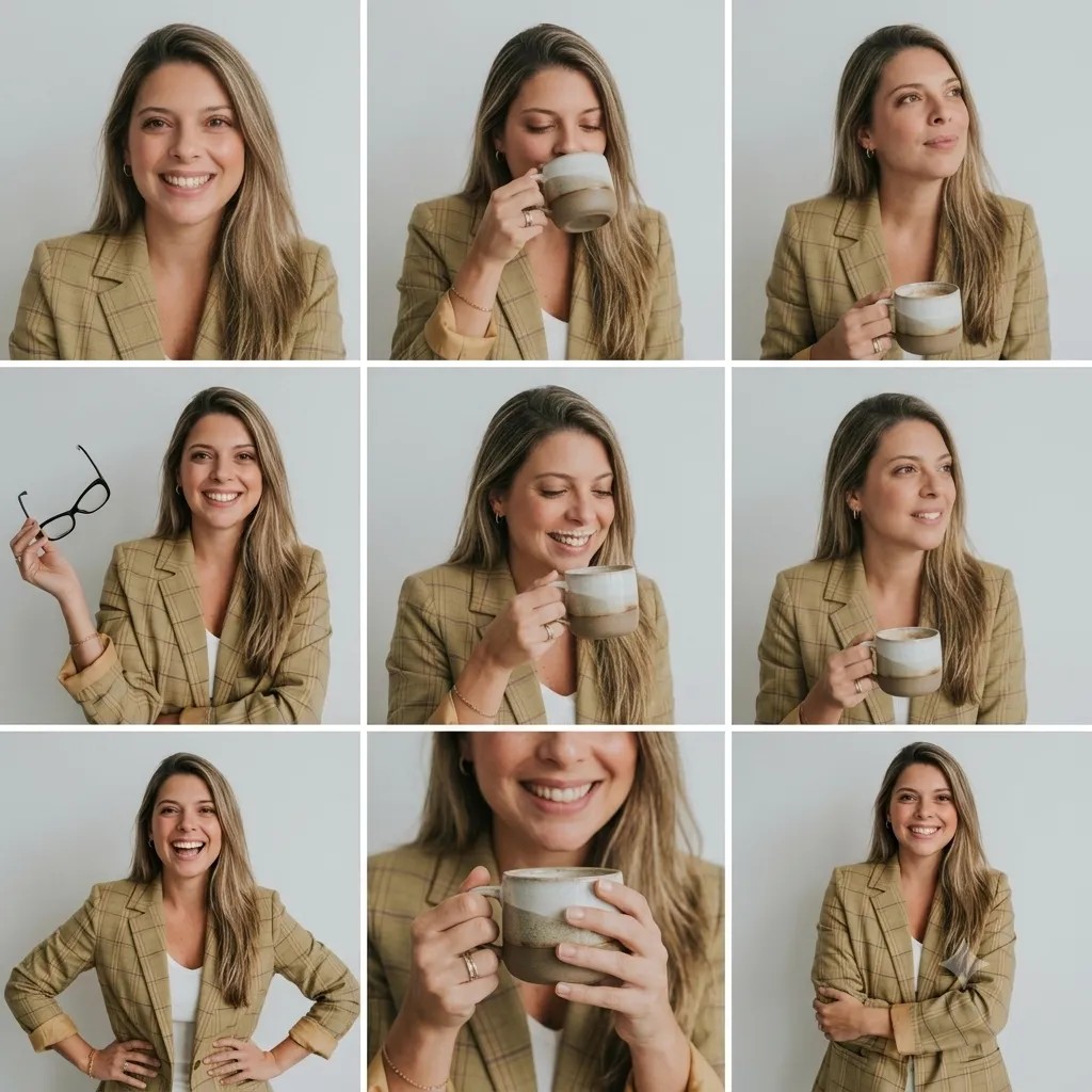 A grid of portraits of Lauren Coll