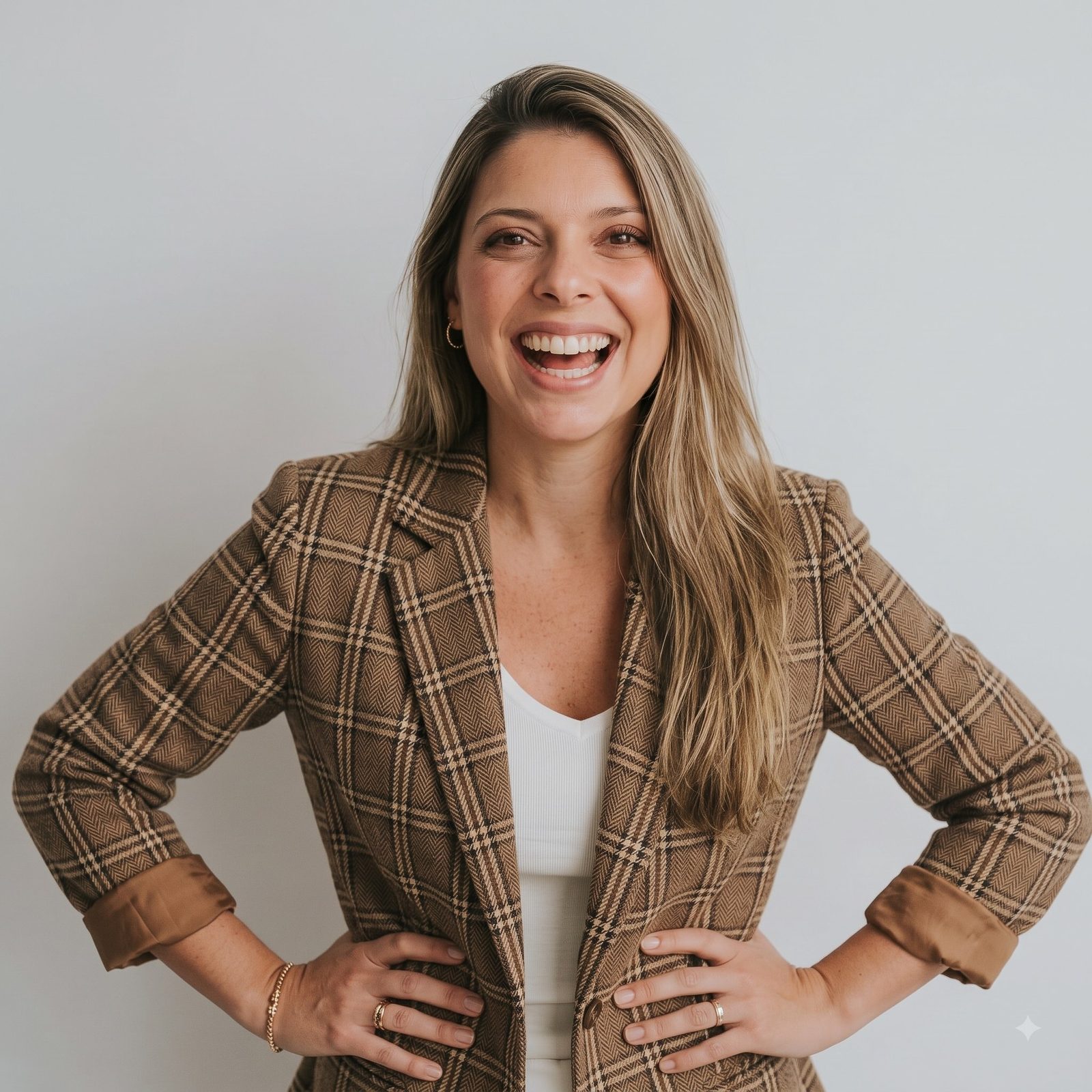 Lauren Coll laughing, hands on her hips